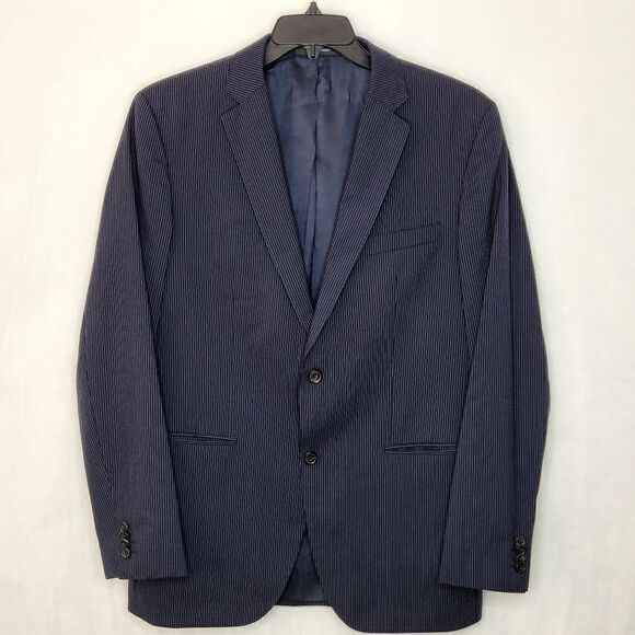Hugo Boss Super 120 Pinstripe Two Button Virgin Wool Blazer Size 40R - Picture 1 of 13